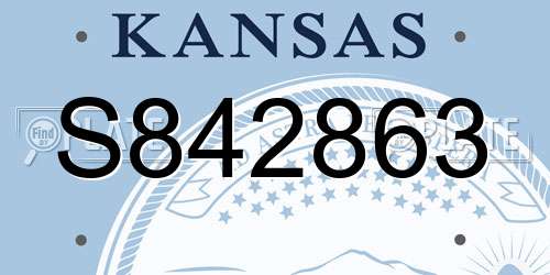 S842863 Kansas License Plate