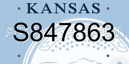 S847863 Kansas License Plate