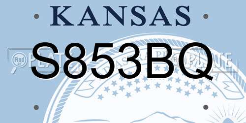 S853BQ Kansas License Plate
