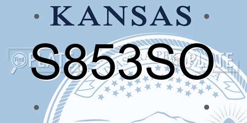 S853SO Kansas License Plate
