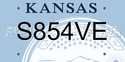 S854VE Kansas License Plate