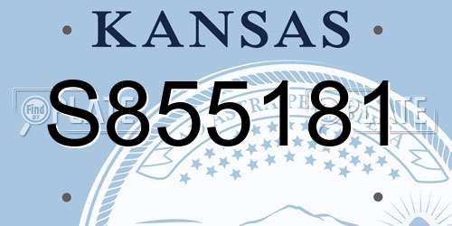 S855181 Kansas License Plate