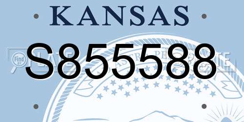 S855588 Kansas License Plate