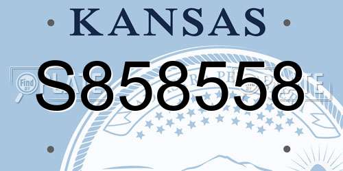 S858558 Kansas License Plate