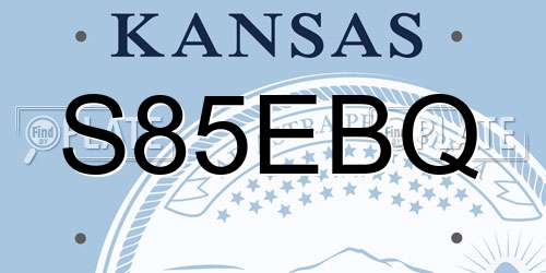 S85EBQ Kansas License Plate