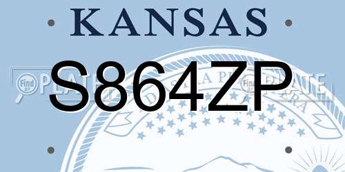 S864ZP Kansas License Plate