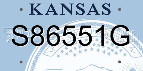 S86551G Kansas License Plate