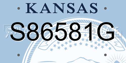 S86581G Kansas License Plate