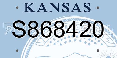 S868420 Kansas License Plate