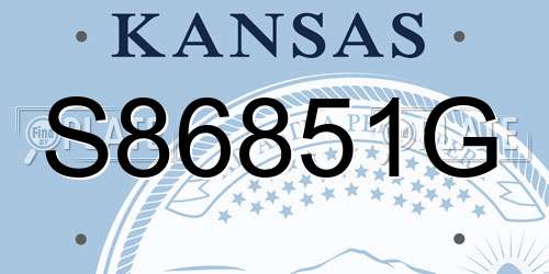 S86851G Kansas License Plate