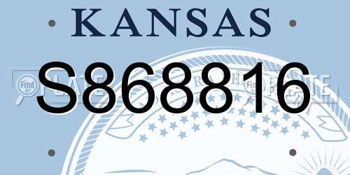 S868816 Kansas License Plate