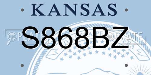 S868BZ Kansas License Plate