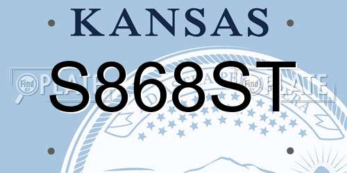 S868ST Kansas License Plate