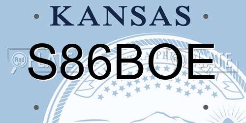 S86BOE Kansas License Plate