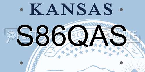 S86QAS Kansas License Plate