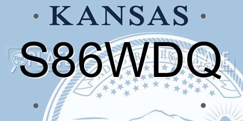 S86WDQ Kansas License Plate