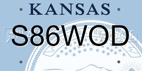S86WOD Kansas License Plate