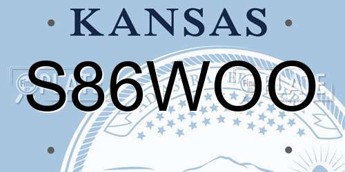 S86WOO Kansas License Plate