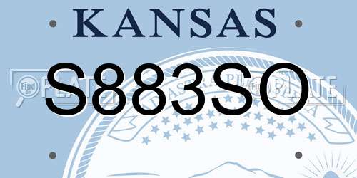 S883SO Kansas License Plate