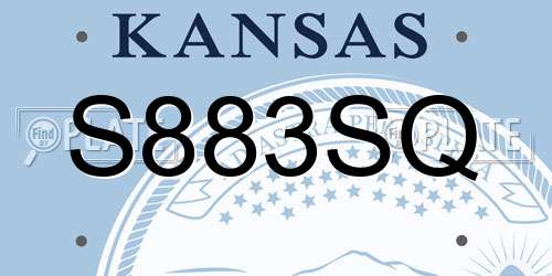 S883SQ Kansas License Plate