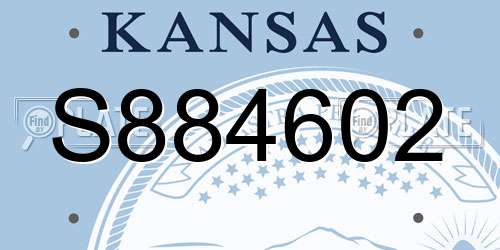 S884602 Kansas License Plate