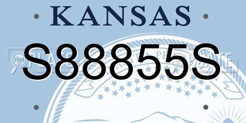 S88855S Kansas License Plate