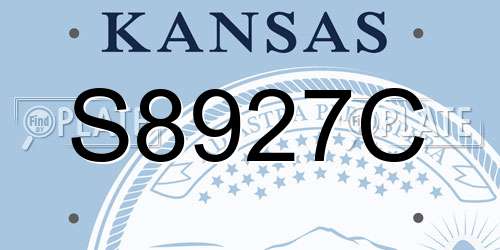 S8927C Kansas License Plate