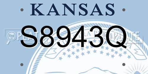 S8943Q Kansas License Plate