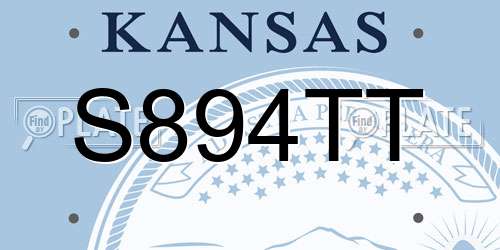 S894TT Kansas License Plate