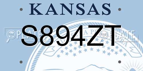 S894ZT Kansas License Plate