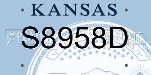 S8958D Kansas License Plate