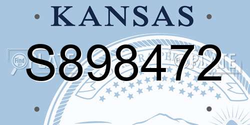 S898472 Kansas License Plate