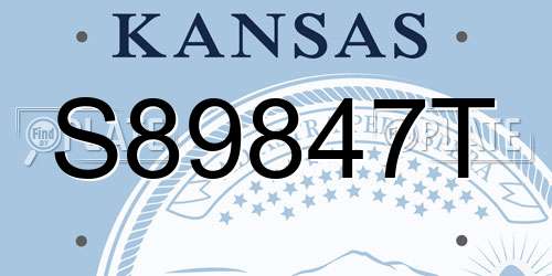 S89847T Kansas License Plate