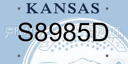 S8985D Kansas License Plate