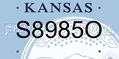 S8985O Kansas License Plate