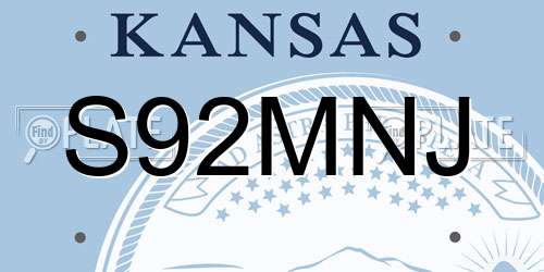 S92MNJ Kansas License Plate
