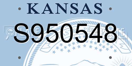 S950548 Kansas License Plate