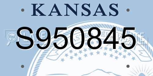 S950845 Kansas License Plate