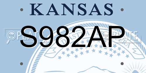S982AP Kansas License Plate