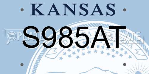 S985AT Kansas License Plate
