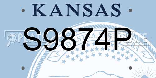 S9874P Kansas License Plate