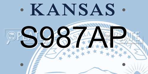 S987AP Kansas License Plate