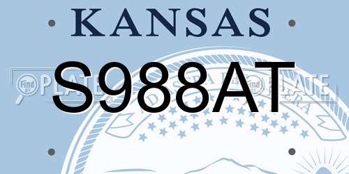 S988AT Kansas License Plate