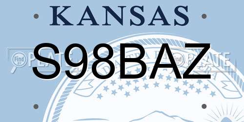S98BAZ Kansas License Plate