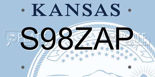 S98ZAP Kansas License Plate