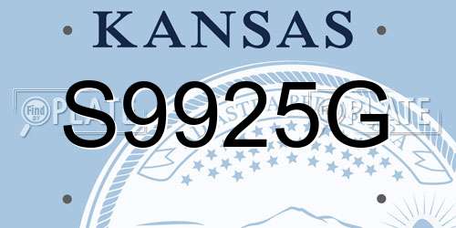 S9925G Kansas License Plate