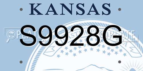 S9928G Kansas License Plate