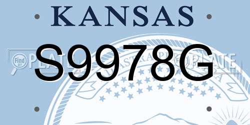 S9978G Kansas License Plate