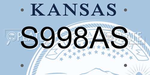 S998AS Kansas License Plate