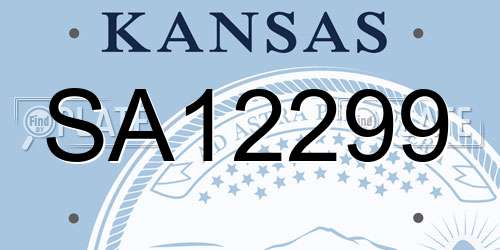 SA12299 Kansas License Plate